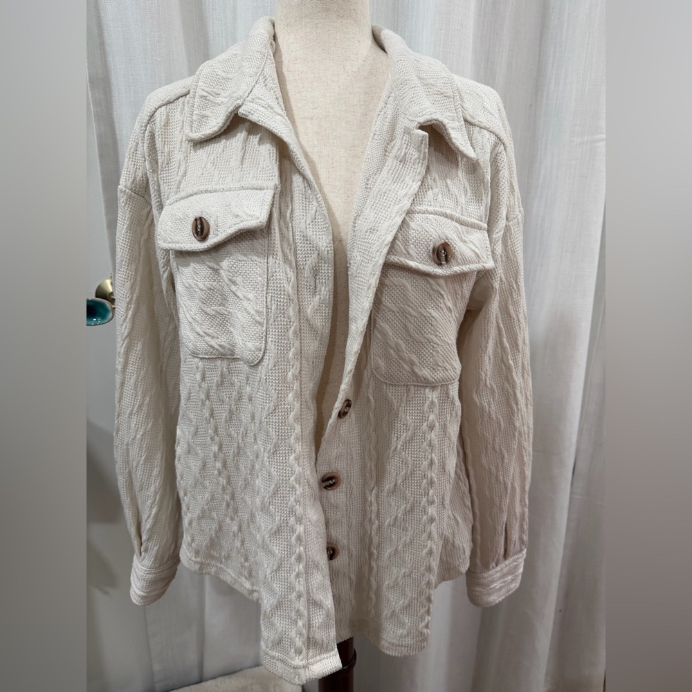 Women's Cream Cable Knit Jacket